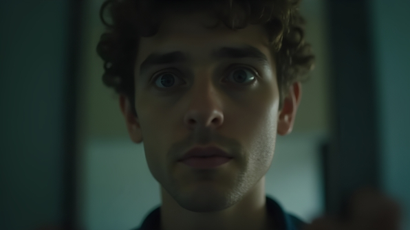 Abstract reflection in soft focus mirror showing a person with muted colors and indistinct facial features