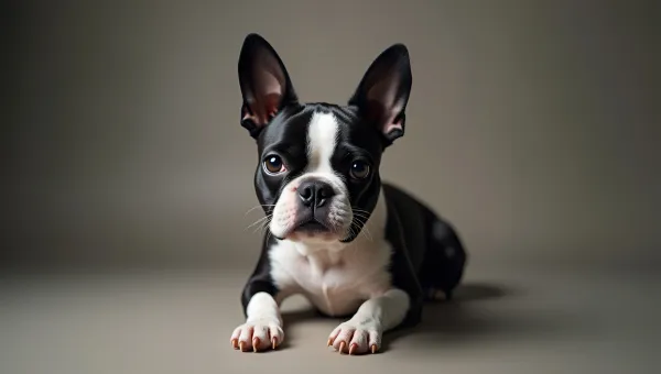 Adult Boston Terrier Sitting Attentively