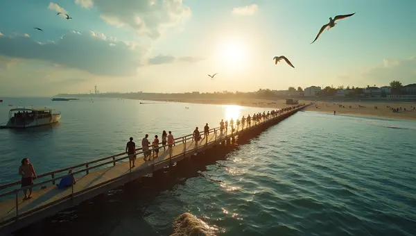 Aerial Drone View of North Beach Boardwalk