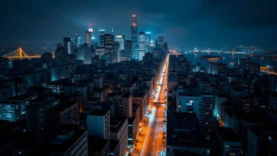 Aerial Nighttime Cityscape With Illuminated Skyscrapers