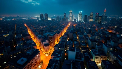 Aerial Nighttime View of Illuminated Cityscape