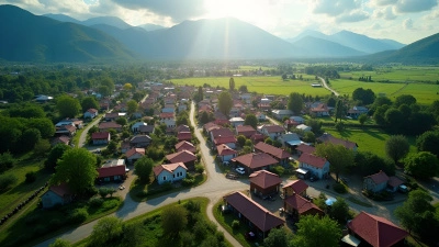 Aerial View of Colorful Village Rooftops