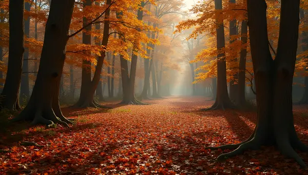 Aerial View Of Dense Brown Autumn Trees