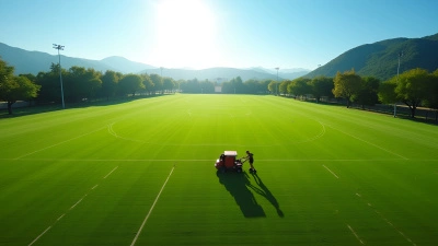Aerial View Of Mowing Green Sports Field