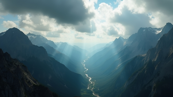 Aerial View of Rugged Mountain Landscape