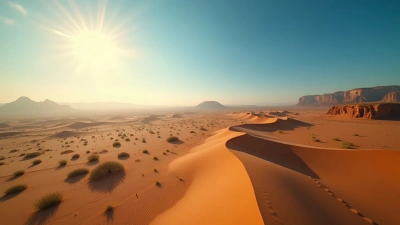 Aerial View of Sunlit Desert Dunes