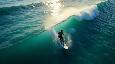 Aerial View Surfer Riding Ocean Waves