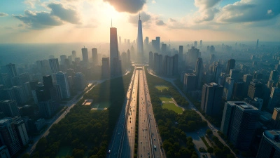 Aerial View of Urban Cityscape with Skyscrapers