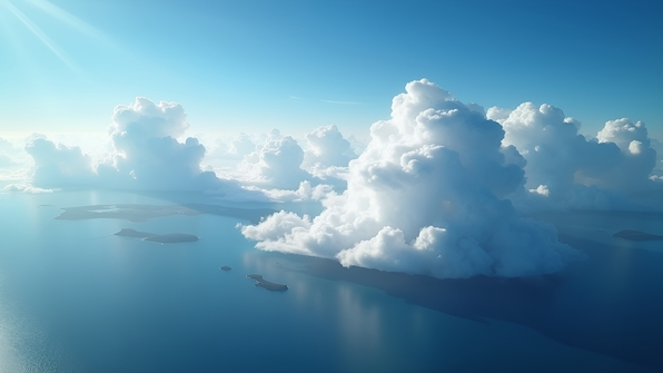 Aerial View Of White Clouds Over Blue Sea