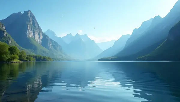 Alpine Mountains Reflecting on Calm Lake