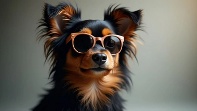 Black And Brown Long-Haired Dog With Sunglasses