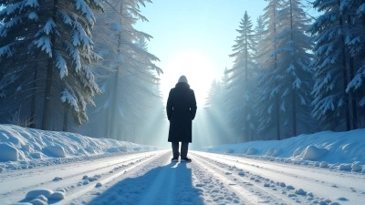 Black Coat Individual on Snowy Road