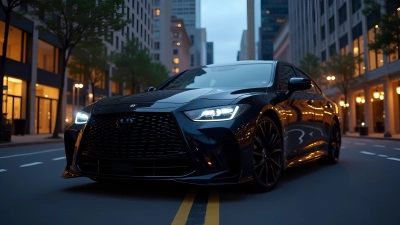 Black Luxury Sedan In City Evening