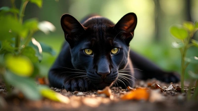 Black Panther Resting On Forest Floor