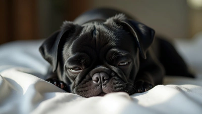 Black Pug Close-Up Resting Peacefully