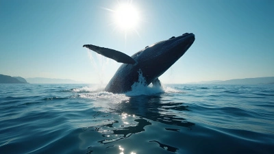 Black Whale Breaching Calm Blue Ocean Waters