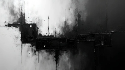Black and White Abstract Painting with Bold Geometric Shapes