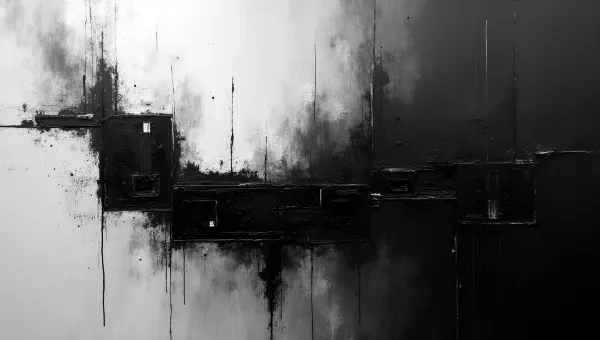 Black and White Abstract Painting with Bold Geometric Shapes