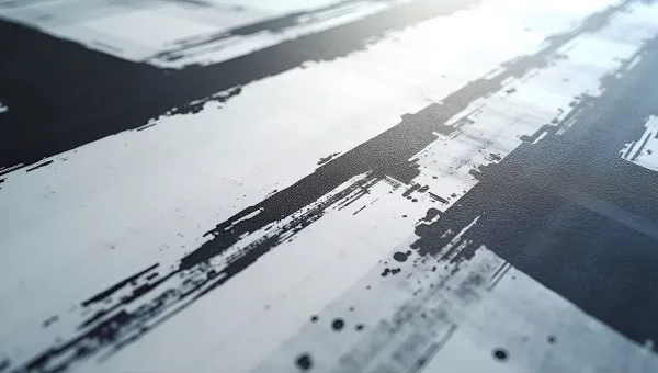 Black and White Abstract Painting with Geometric Shapes