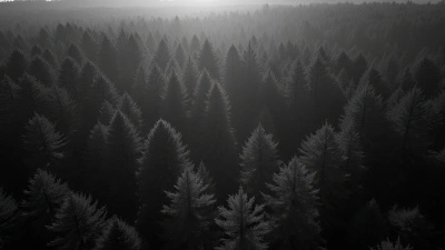 Black And White Aerial View Of Dense Forest Canopy