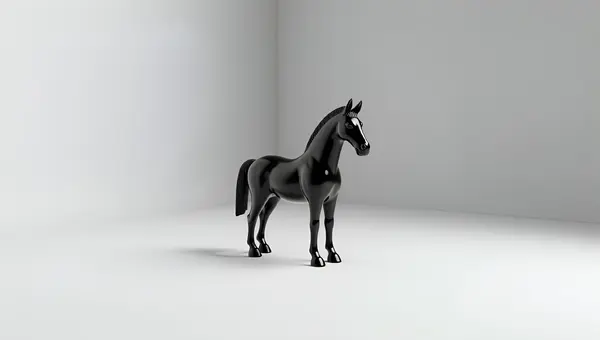 Black and White Ceramic Horse Figurine
