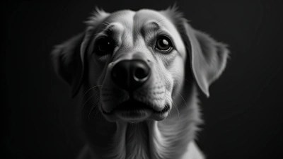 Black and White Dog Portrait With Expressive Eyes