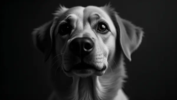 Black and White Dog Portrait With Expressive Eyes