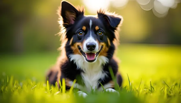 Black and White Dog Sitting Outdoors