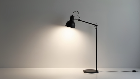 Black and White Floor Lamp With Adjustable Arm