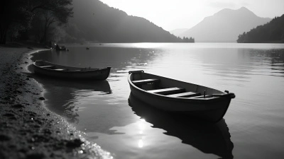 Black and White Paddle Boats Floating Calmly