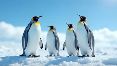 Black-and-White Penguins On Icy Terrain