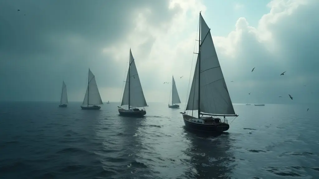 Black and White Sailboats On Calm Waters