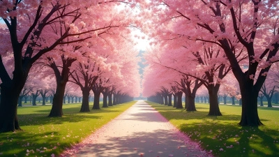 Blooming Cherry Blossom Trees in Serene Park