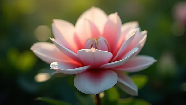 Blooming Pink and White Flower Close-Up