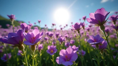 Blooming Purple Flowers Field in Sunlight