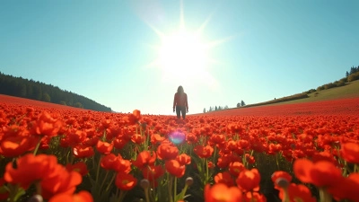 Blooming Red Flowers Field Under Clear Sky