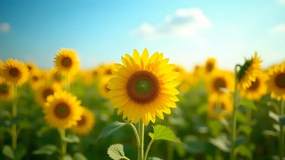 Blooming Yellow Sunflowers Under Clear Blue Sky