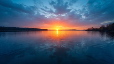 Blue Lake Reflecting Vibrant Sunset Colors