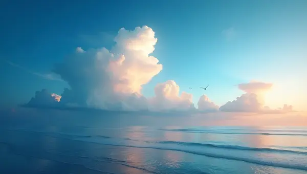 Blue Sky and Calm Ocean at Dawn