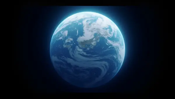 Blue White Earth Globe With Detailed Continents