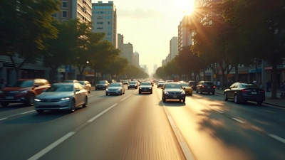 Blurred Street Scene With Cars Driving