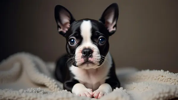 Boston Terrier Puppy Close-Up Portrait
