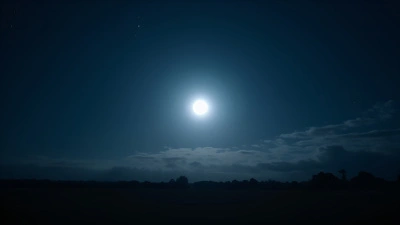 Bright Full Moon Over Tranquil Landscape