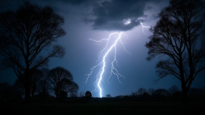 Bright Lightning Bolts in Stormy Sky