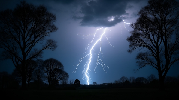 Bright Lightning Bolts in Stormy Sky