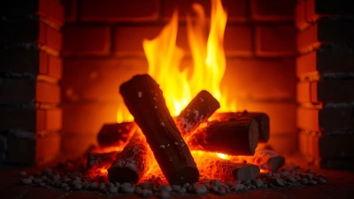 Bright Orange Flames Flickering in Rustic Fireplace