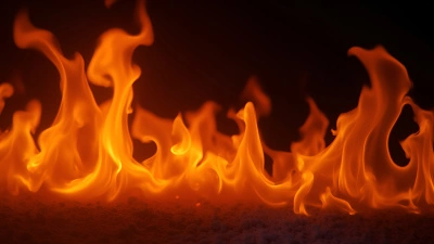 Bright Orange And Red Flames Against Black