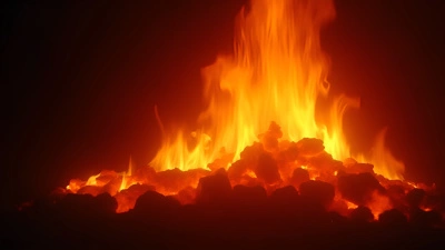 Bright Orange Yellow Flames With Glowing Embers