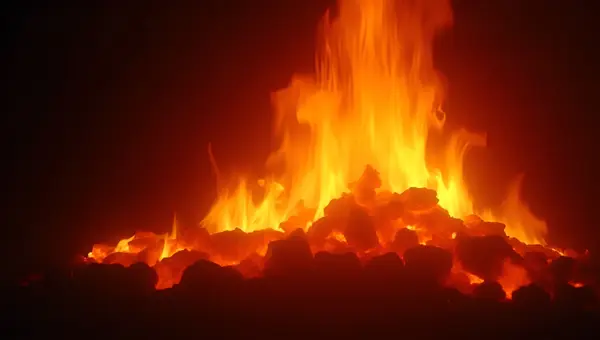 Bright Orange Yellow Flames With Glowing Embers
