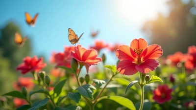 Bright Red Flowers Blooming In Sunlight Garden